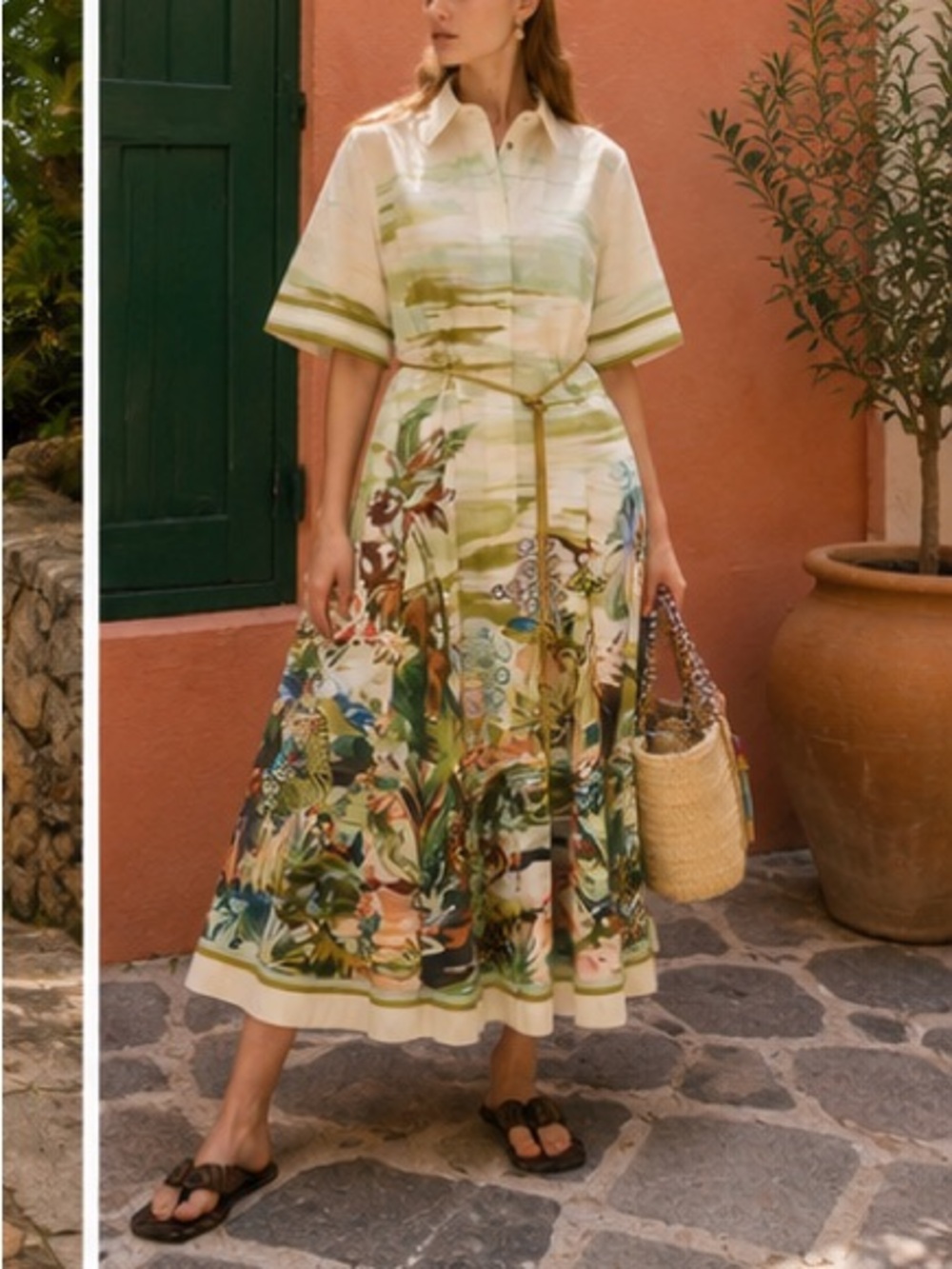 Alemais Green Floral Maxi dress with Multicolor Botanical Print